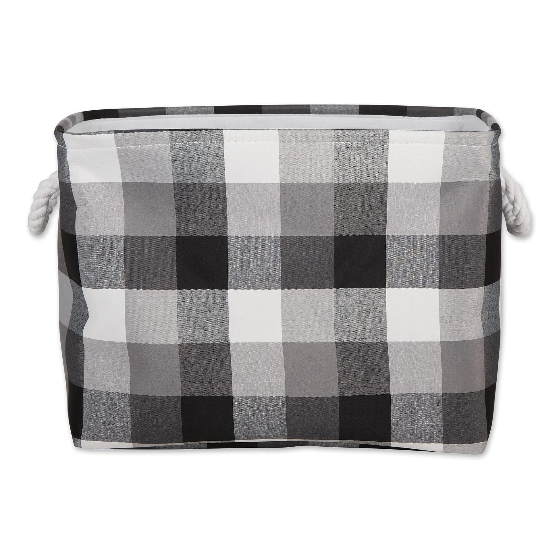 DII Buffalo Check Storage Bin, Medium Rectangle, 16x10x12, Tri Color Black