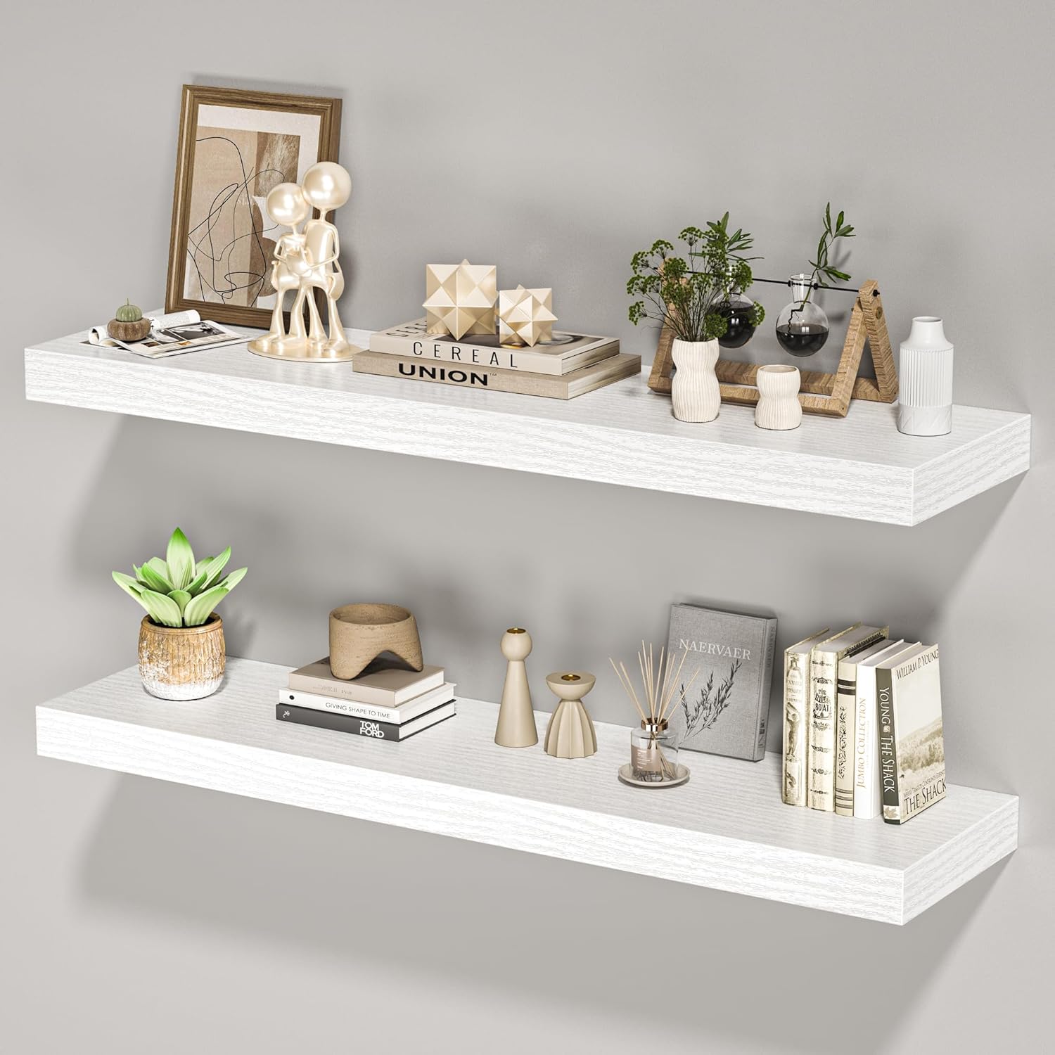 Floating Shelves for Wall, 36" W x 8" D x 1.5" H, Wooden Wall Mounted Display Shelves with