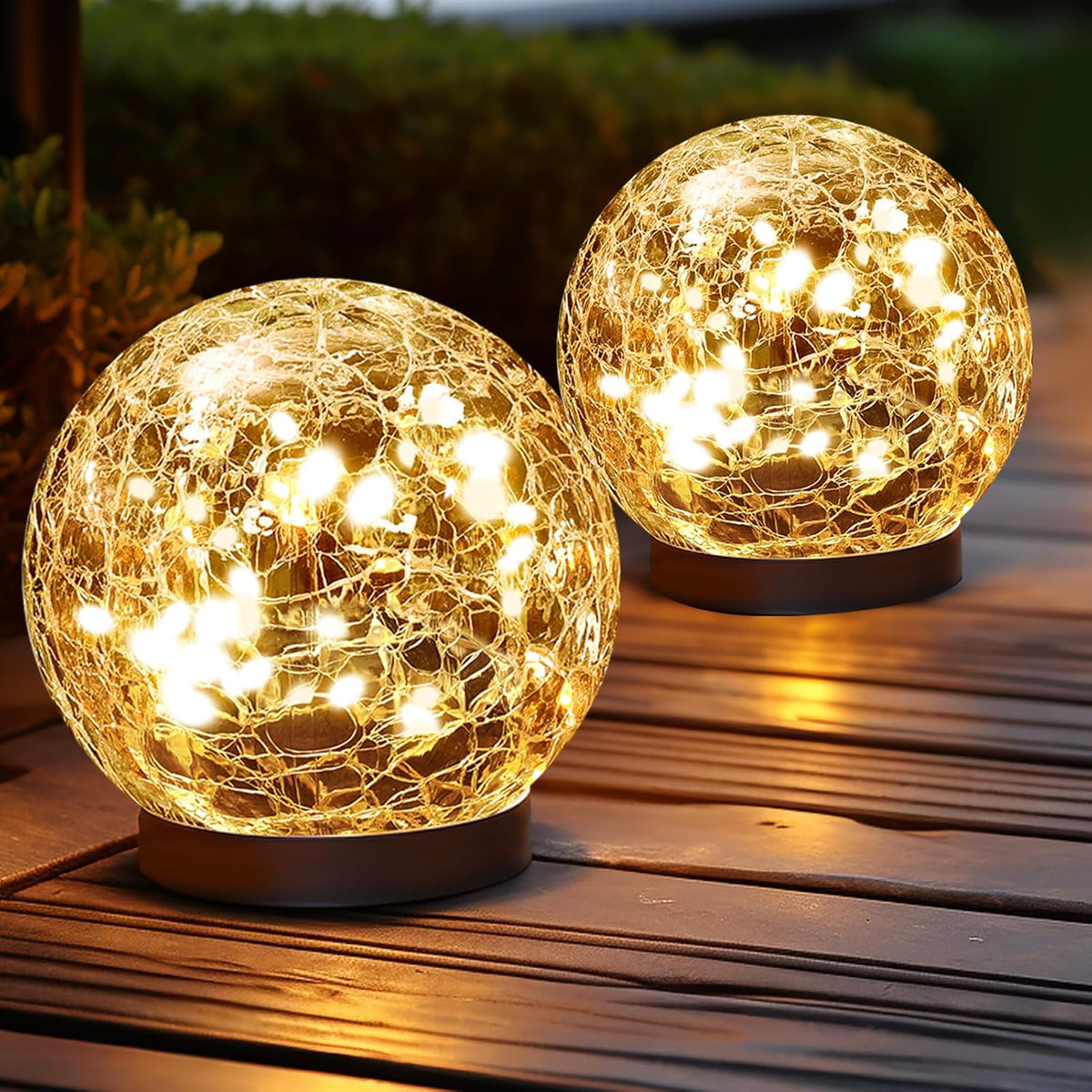 Solar Globe Lights Outdoor Waterproof-Solar Balls for Garden-Cracked Glass Ball Outdoor-Solar Orbs