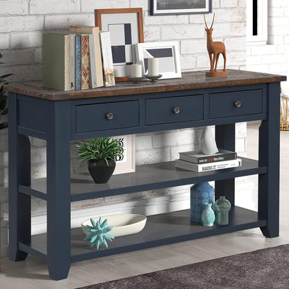 Farmhouse Wood Entry Console Table 48-Inch Modern Sofa Entryway Table with Drawers and Storage
