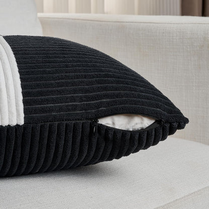 Fancy Homi Set of 2 Black White Decorative Throw Pillow Covers 20x20 Inch for Living Room Couch Bed