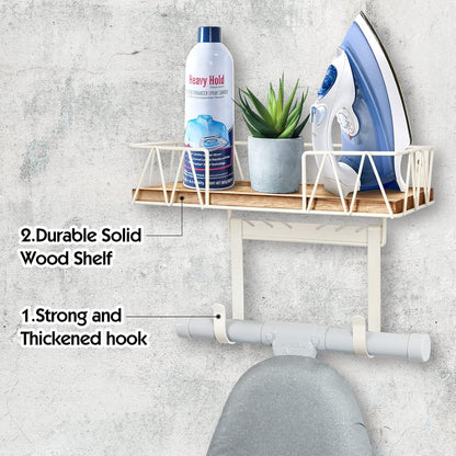 TJ.MOREE Ironing Board Hanger Wall Mount - Laundry Room Decor Iron and Ironing Board Holder with