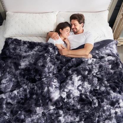 Cozy Bliss Faux Fur Throw Blanket for Couch, Fuzzy Soft Plush Thick Bubble Blanket for Sofa Bedroom