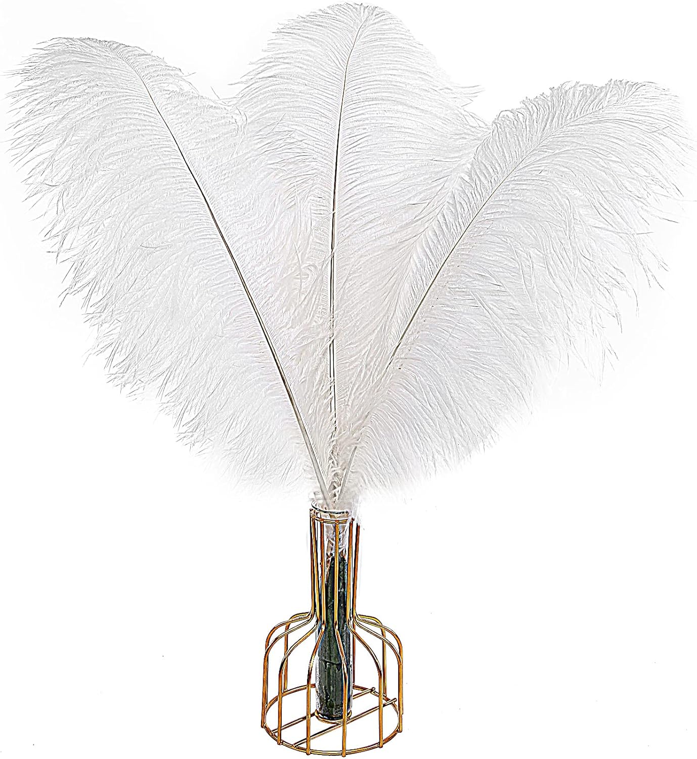 THARAHT 12pcs White Ostrich Feathers Natural Bulk 16-18Inch 40cm-45cm for Wedding Party