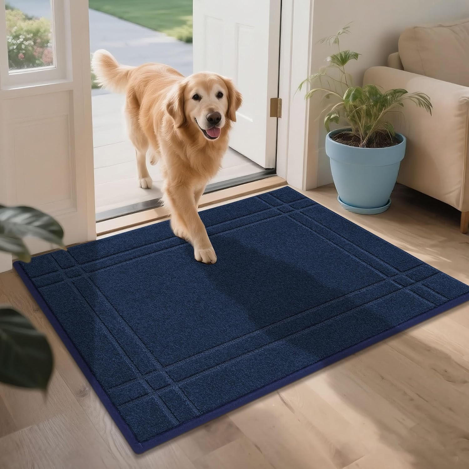 JSEI Entryway Rugs Doormat 32"x48", Non-Slip Dirt Trapper Door Mats Indoor, Washable Absorbent and