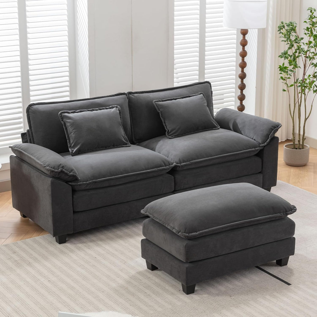 URRED Modular Sectional Sofa Comfy Cloud Couch, Modern Velvet Sofa Sleeper Deep Seat Couches with