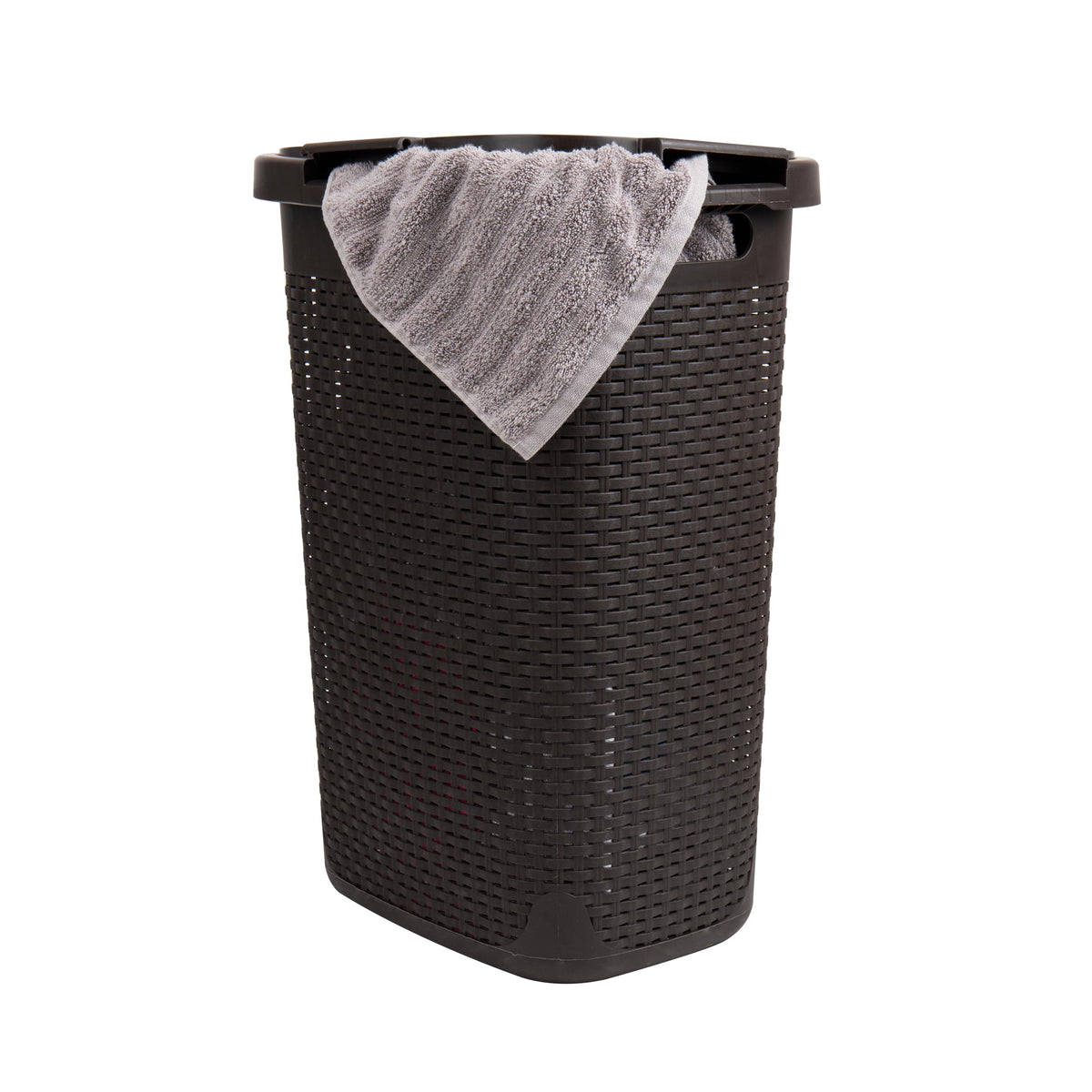 Mind Reader Slim Laundry Hamper with Lid, 60L Tall Clothes Basket, Narrow Tapered Design for