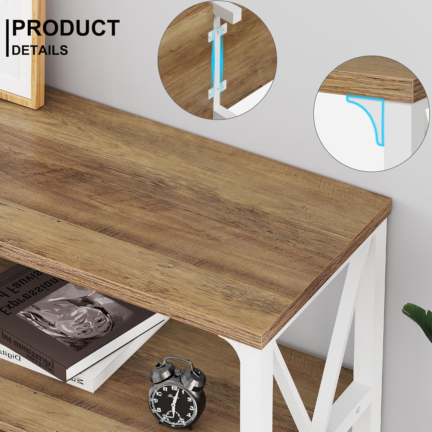 LVB Industrial Entryway Table, Farmhouse Rustic Console Table Behind Couch, Long Metal Sofa Table