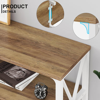 LVB Industrial Entryway Table, Farmhouse Rustic Console Table Behind Couch, Long Metal Sofa Table