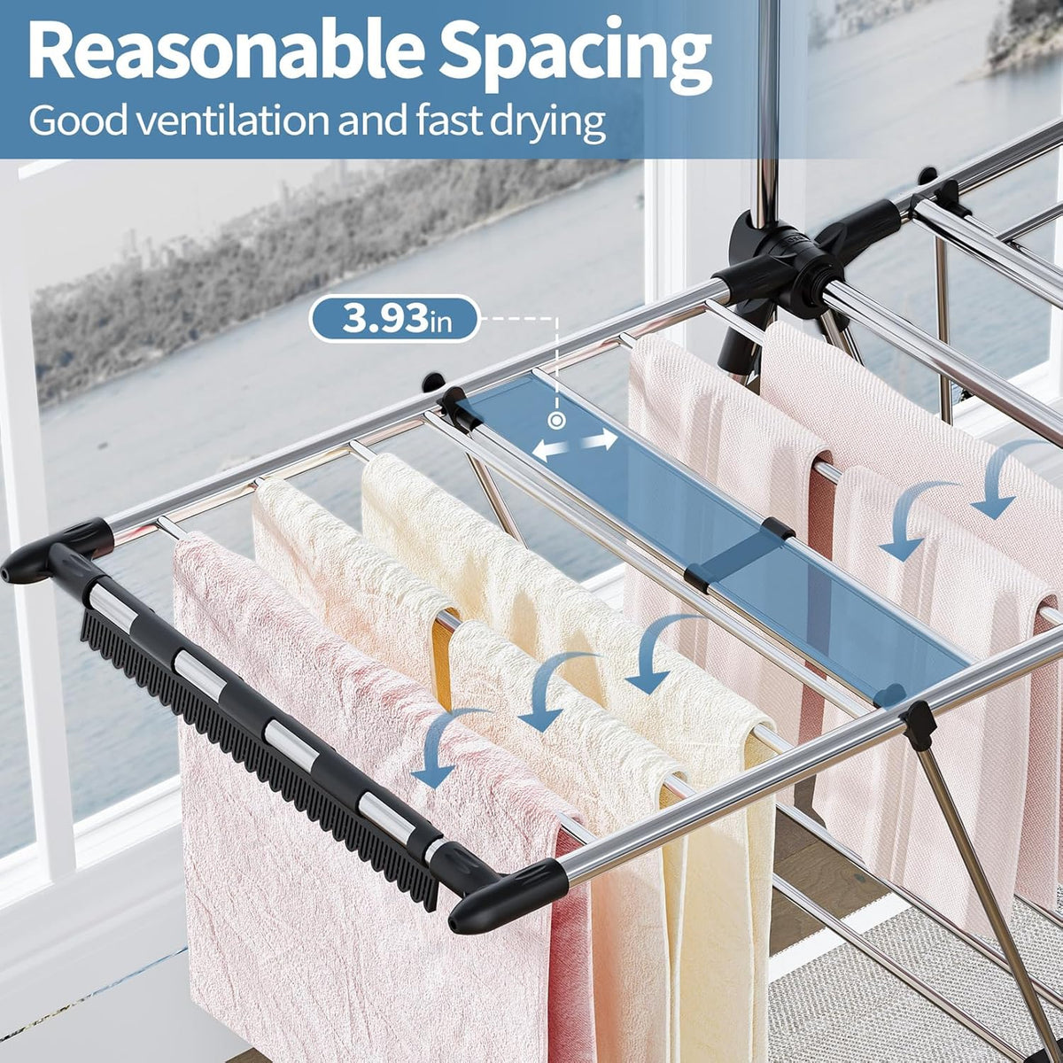 APEXCHASER Clothes Drying Rack with High Hanger, Foldable 3-Level Drying Racks with Shoe Rack