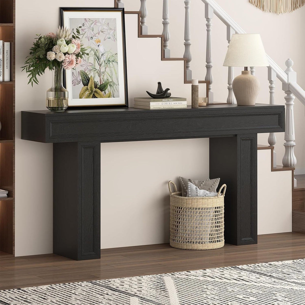 Rresyet 63 Inch Long Console Table, Sofa Table Behind Sofa, Wooden Entryway Table, Farmhouse
