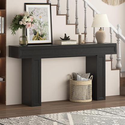 Rresyet 63 Inch Long Console Table, Sofa Table Behind Sofa, Wooden Entryway Table, Farmhouse