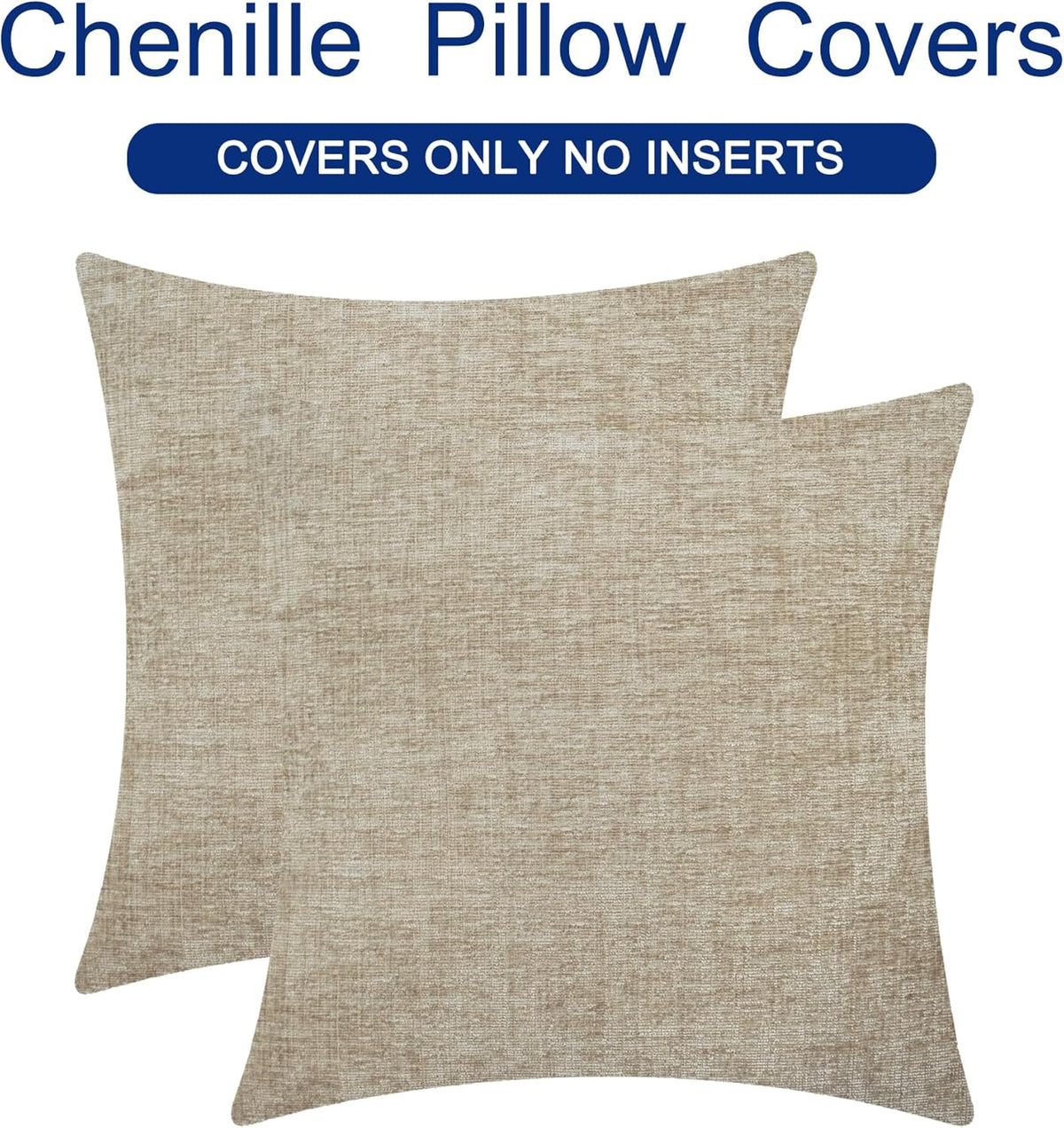 CaliTime Throw Pillow Covers Decorative 22 X 22 Inches Pack of 2 Cozy Chenille Cushion Cases for