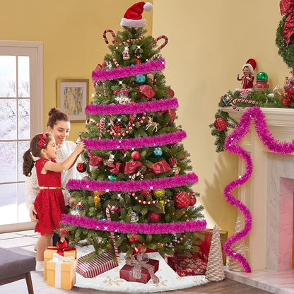 25 Feet Metallic Twist Tinsel Garland Backdrop for Parade Floats, Christmas Eve, New Year