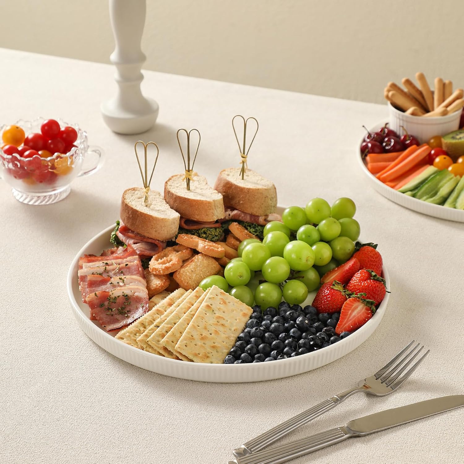 3 Packs Serving Platters, Large Serving Tray, Round Platters for Serving Food, Food Tray for Veggie
