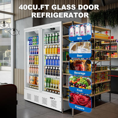 30.5 Cu.ft. Commercial Refrigerators 2 Glass Door Commercial Beverage Refrigerators Upright Display