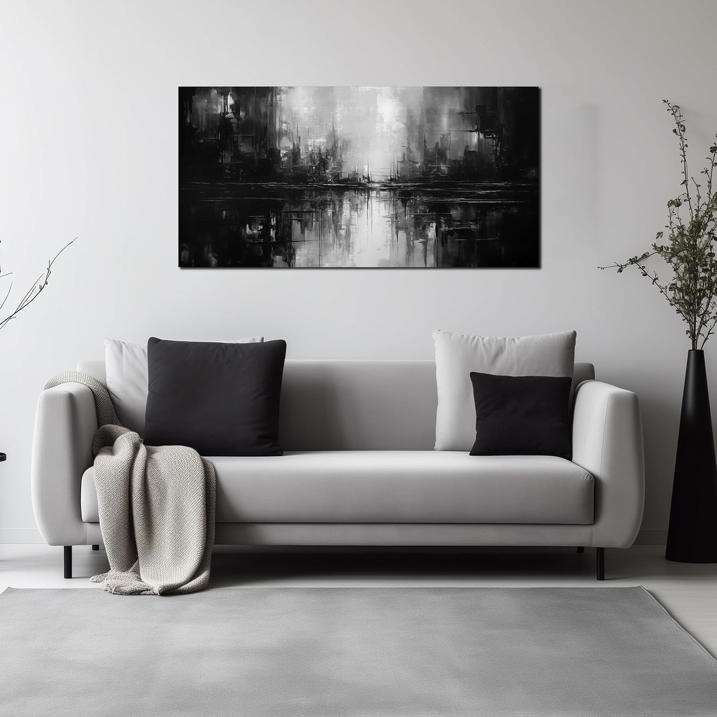Abstract Wall Pictures for Living Room,Black Art Paintings for Wall Office Wall Art Bedroom Wall