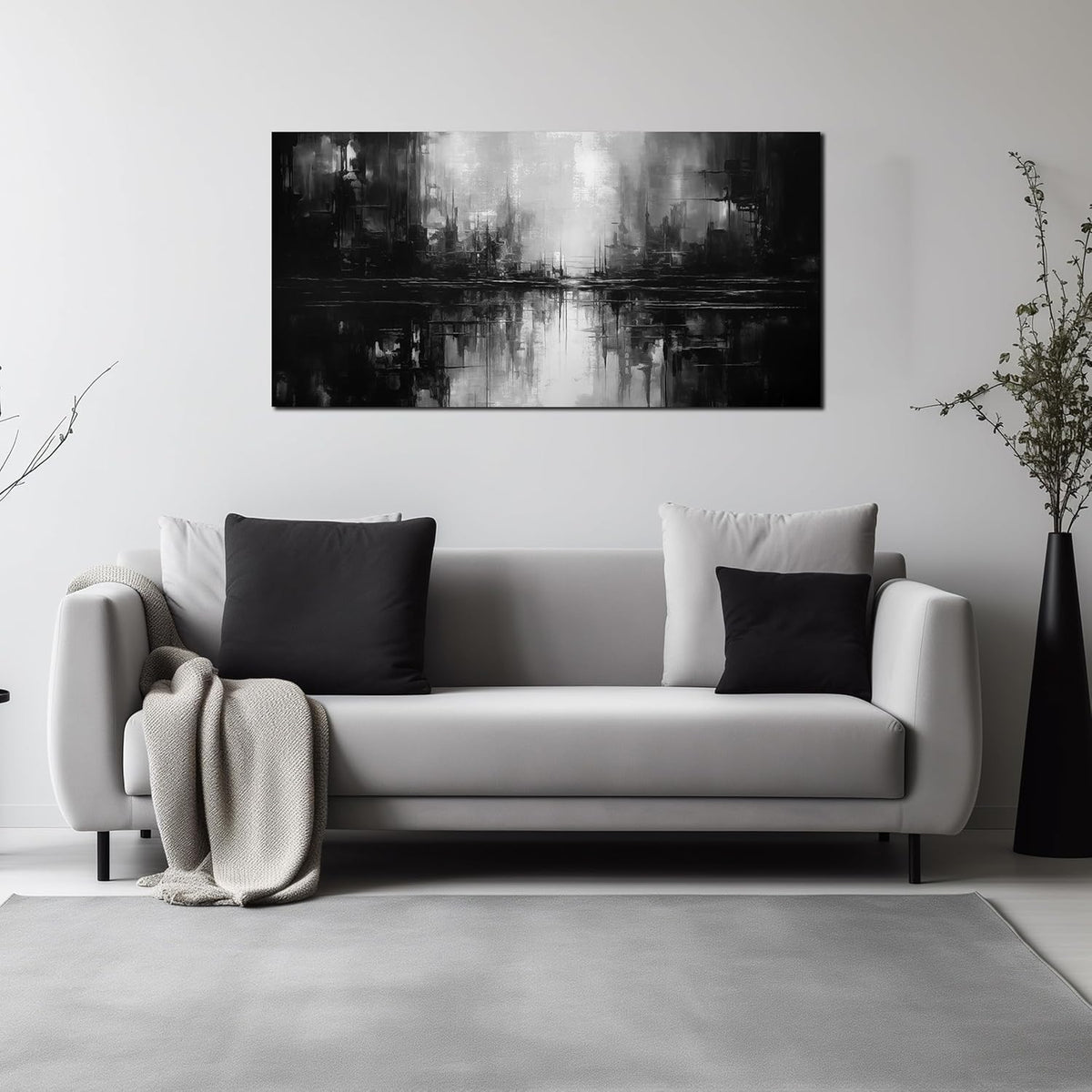 Abstract Wall Pictures for Living Room,Black Art Paintings for Wall Office Wall Art Bedroom Wall