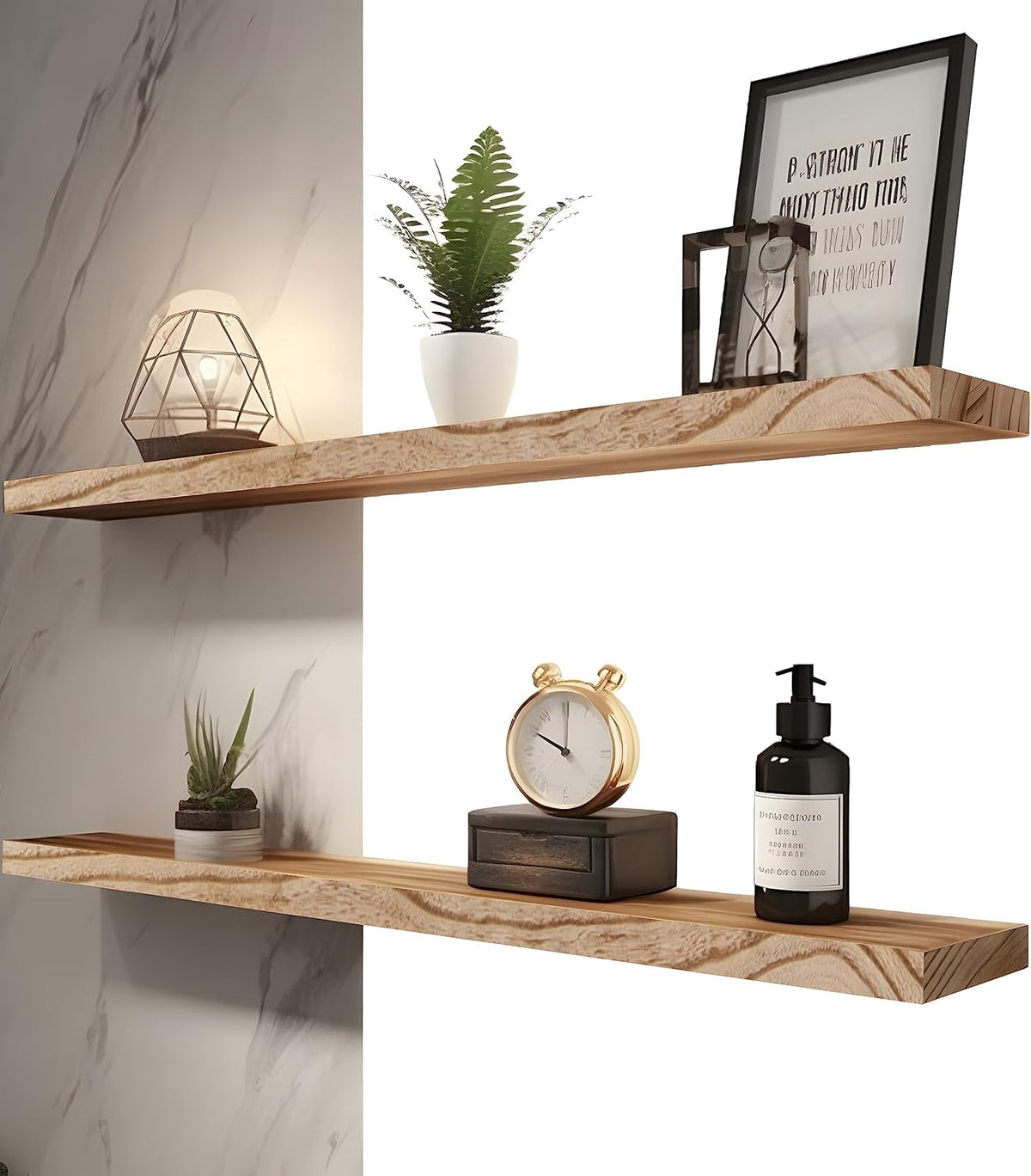 Wood Floating Shelves for Wall, Rustic Wall Shelves for Bedroom, Wall Mounted Floating Shelf, Set