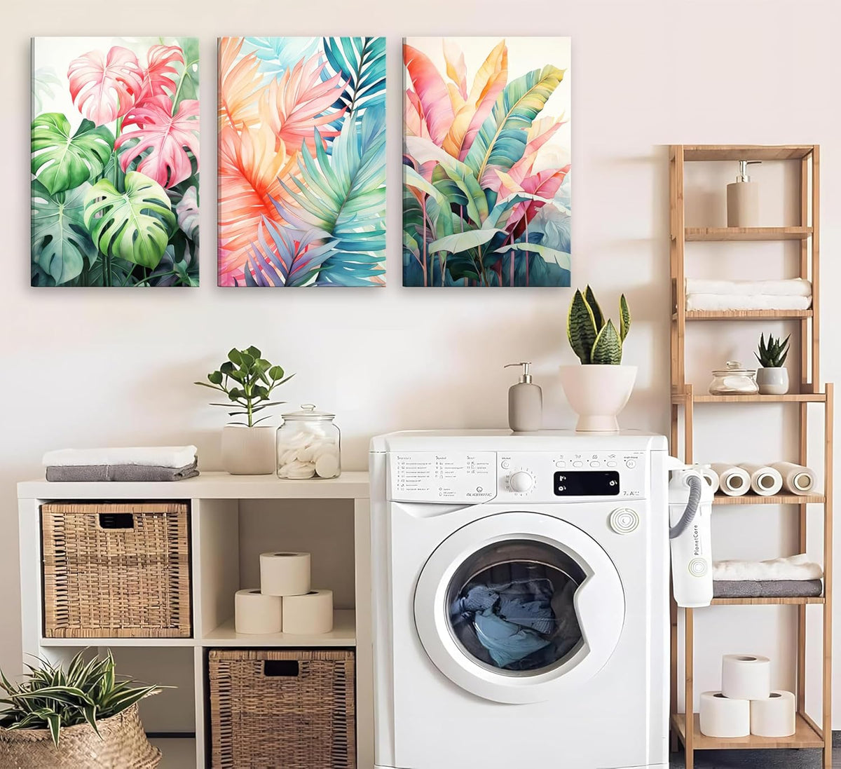 3pcs Framed Tropical Botanical Canvas Wall Art Monstera Leaves Posters Botanical Prints Bohemian