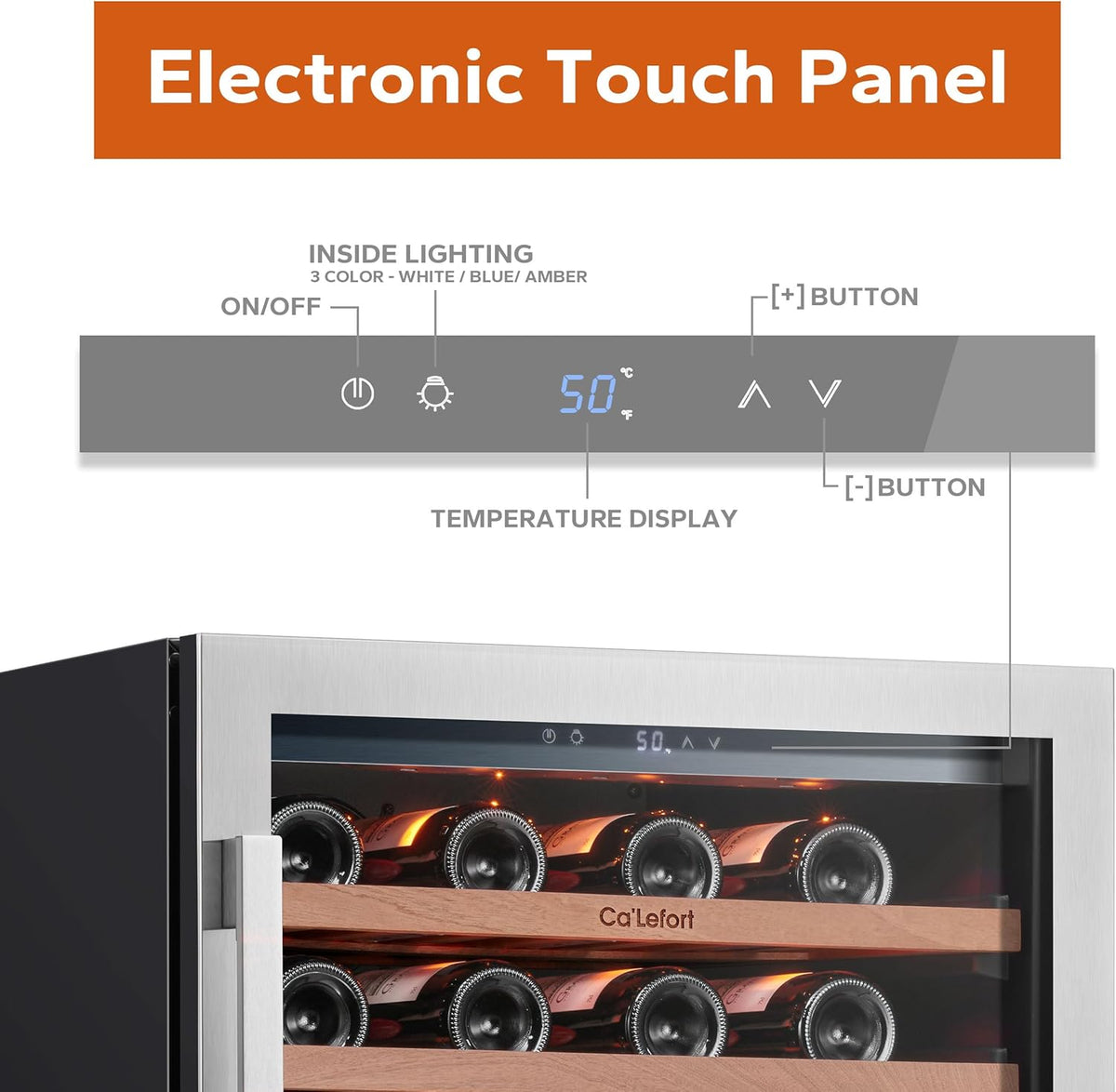 Ca'Lefort 24 Inch Wine Fridge, 54 Bottle Wine Cooler Refrigerator, 40-65°F Wine Refrigerator Glass