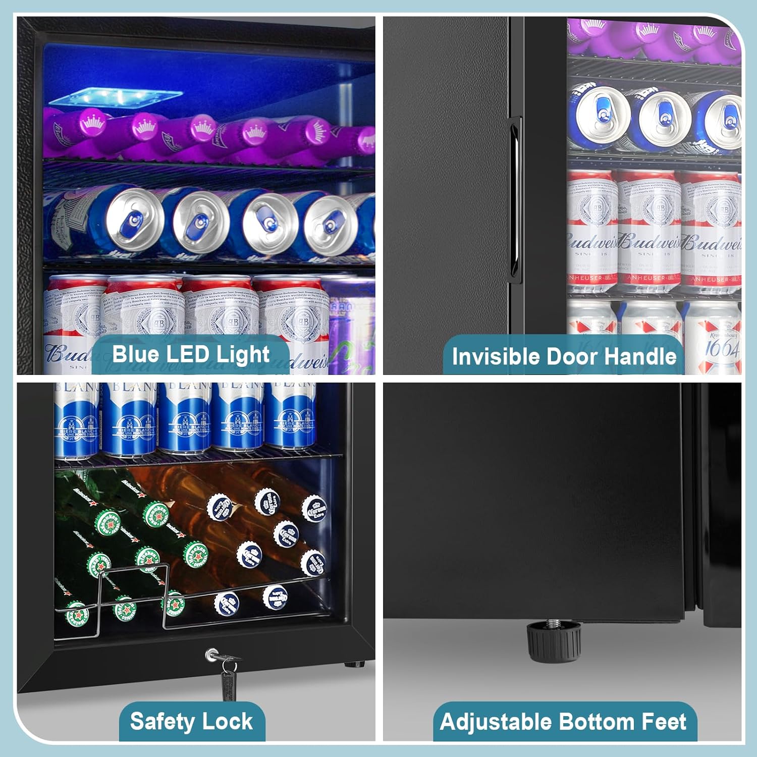 Beverage Refrigerator Cooler, 128 Cans 3.2 Cu.Ft Mini Fridge Glass Door for Drink Beer Soda Wine