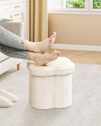 B FSOBEIIALEO Storage Ottoman Cube, Flowers Shaped Ottomans with Storage Foot Stool Footrest for