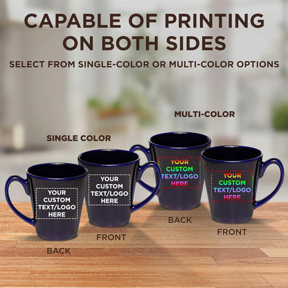 DISCOUNT PROMOS Custom Glossy Ceramic Latte Coffee Mug 12 oz. Set of 100, Personalized Bulk Pack