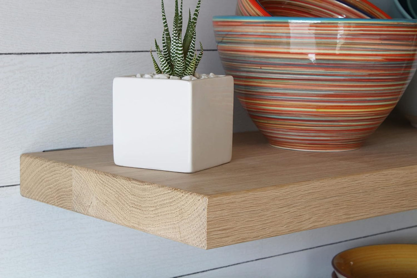 Urban Legacy Unfinished White Oak Deep Floating Shelves | Easy to Install Accent Modern Floating