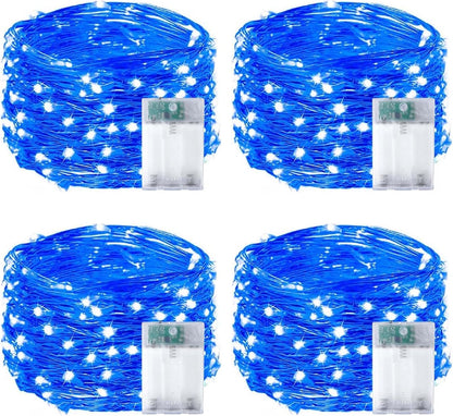 4-Pack 50 LED Christmas Fairy Lights Battery Operated with Timer, 16FT Waterproof Starry String