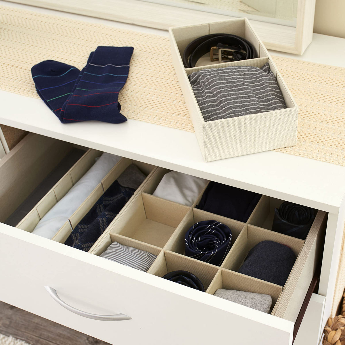 Household Essentials 3‑Piece Drawer Organizer Starter Set in Customizable Inserts of Large and