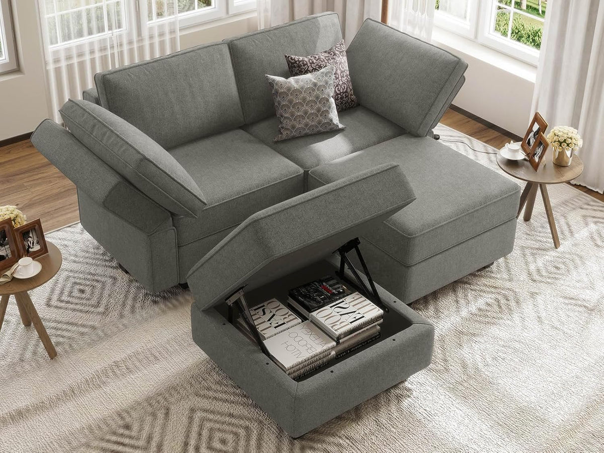 Bellfin Modular Sectional Sleeper Sofa Convertible Sofas with Storage Ottomans Small Sectional