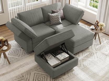 Bellfin Modular Sectional Sleeper Sofa Convertible Sofas with Storage Ottomans Small Sectional