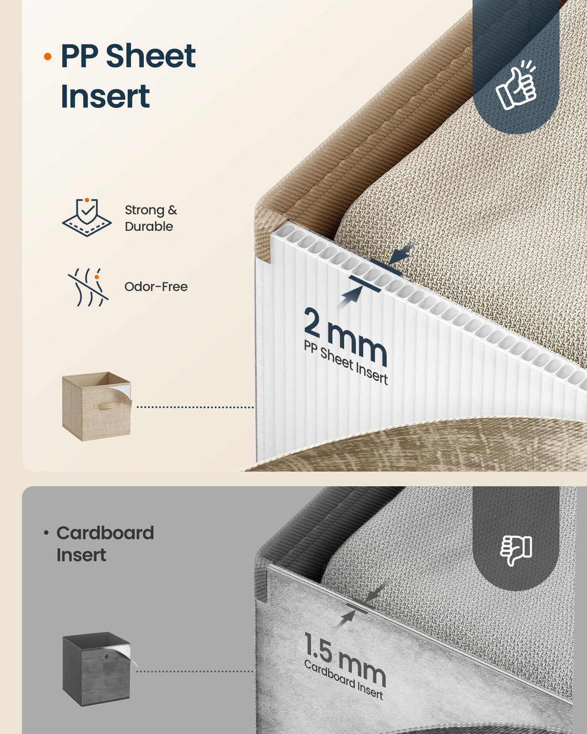 SONGMICS HOME Foldable Storage Cubes Set of 8, Fabric Shelf Organizer Bins with Handles, Closet