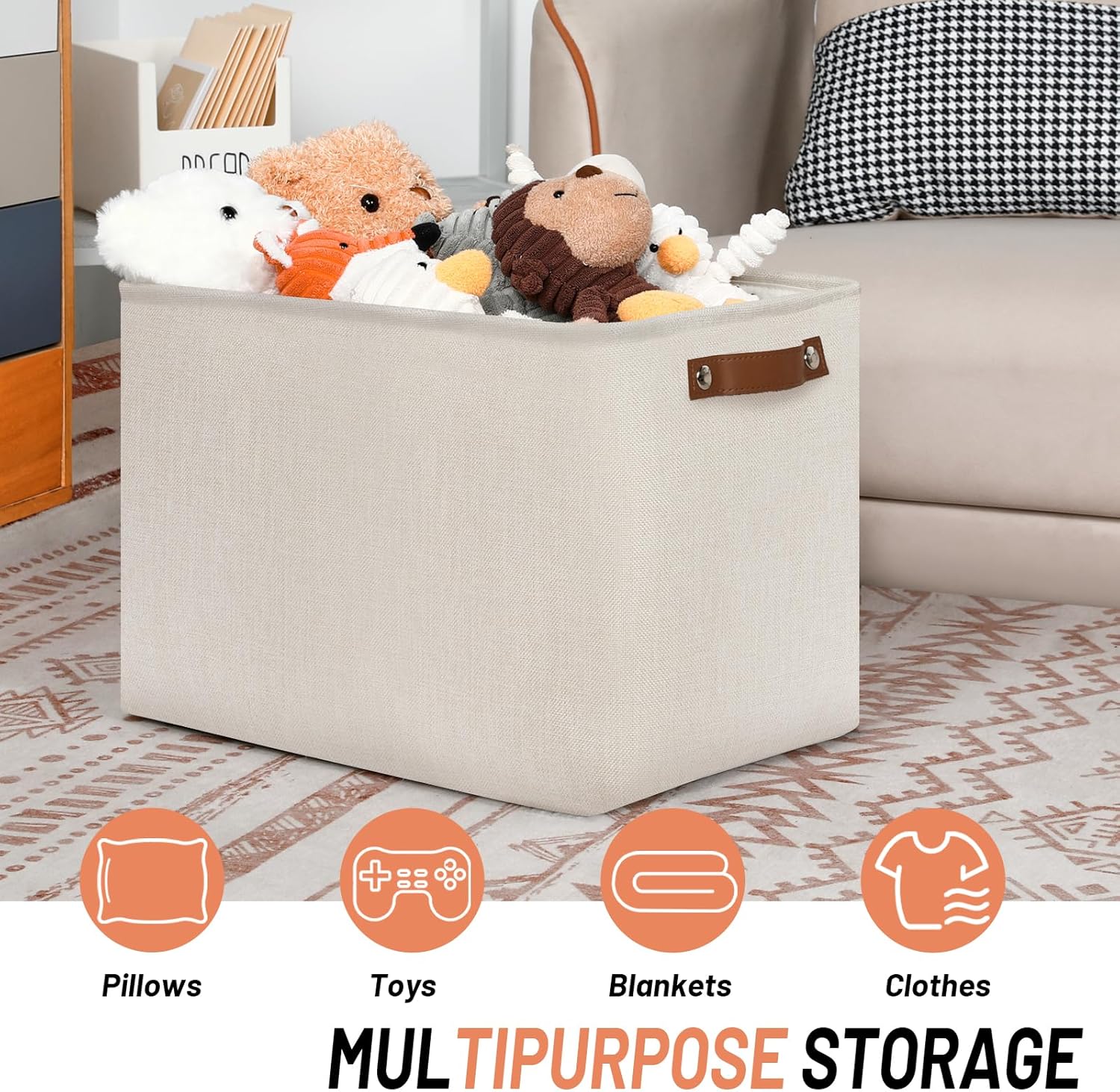 DULLEMELO Large Storage Baskets, Fabric Storage Bins for Organizing Clothes, Large Storage Bins