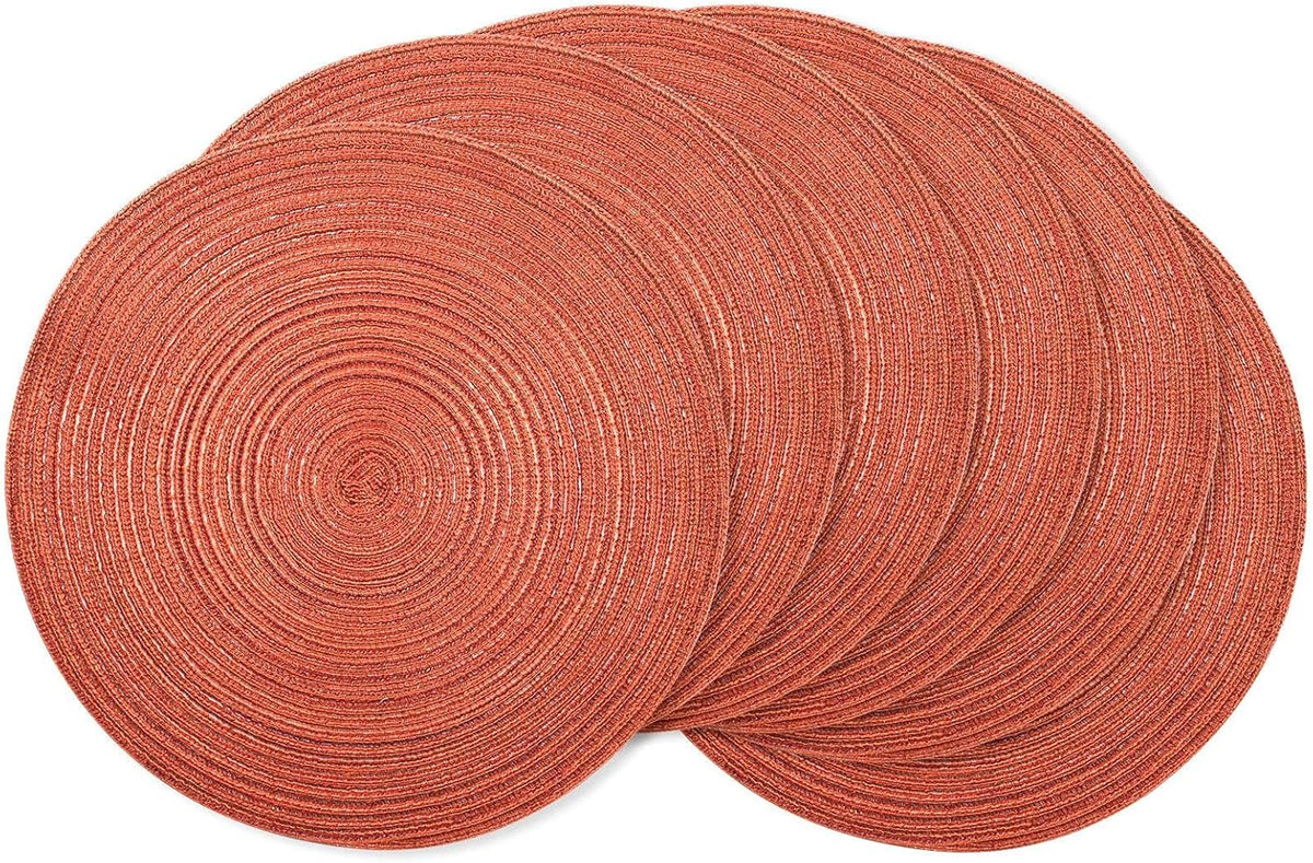 AHHFSMEI Round Braided Placemats Set of 6 Round Table Mats for Dining Tables Natural Woven Heat