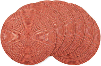 AHHFSMEI Round Braided Placemats Set of 6 Round Table Mats for Dining Tables Natural Woven Heat