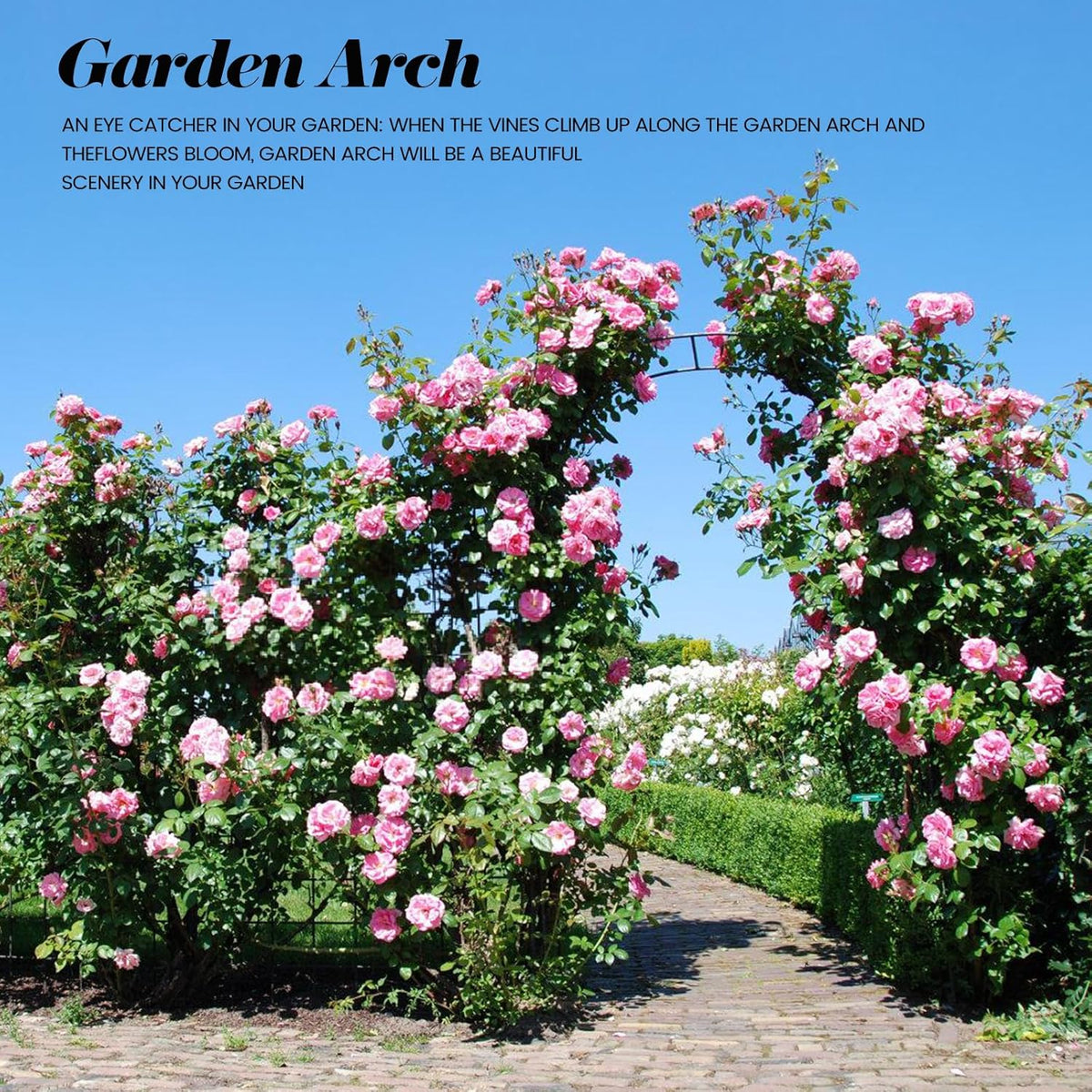 Metal Pergola Arbor Garden Arch - 4.6 * 7.8 or 6.4 * 7.5Ft, Assemble Freely 2 Sizes for Various