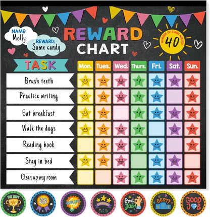 Reward Chart for Kids,Magnetic Behavior Chore Chart for Kids at Home,26 Black Chore Charts,1960