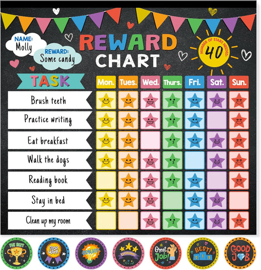 Reward Chart for Kids,Magnetic Behavior Chore Chart for Kids at Home,26 Black Chore Charts,1960
