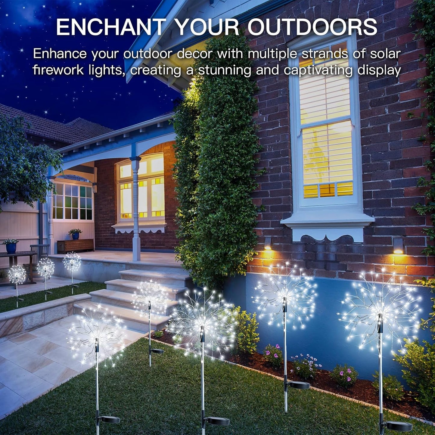 suddus Solar Garden Lights Outdoor Waterproof Decorative, 2Pack 150LED Firework Lights, Solar Fairy