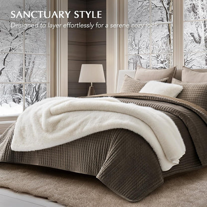 Luxury Faux Fur Throw Blanket, Soft Fluffy Faux Mink Blankets for Bed, Couch, Sofa, Thick Cozy