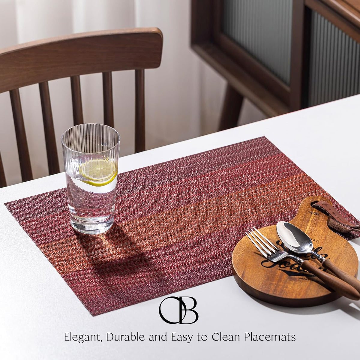 Placemats Set of 12 - Easy Clean Woven Vinyl Placemats for Dining Table, Indoor/Outdoor Place Mats