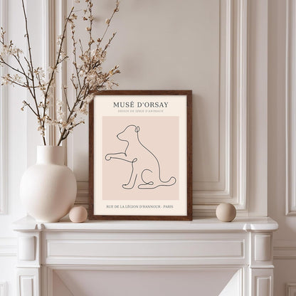 Poster Master Vintage Poster - Retro One Line Dog Drawing Print - Dog Art - Minimal Gift for Men