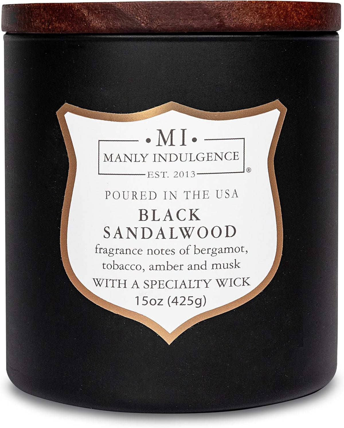 Manly Indulgence Black Sandalwood Scented Candle for Men 15 oz – Bergamot, Tobacco, Amber & Musk