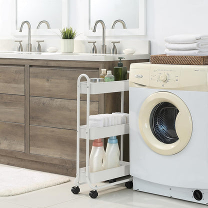 SunnyPoint Slim Rolling Storage Cart, 3 Tier Bathroom Storage Organizer Bathroom, Laundry Utility