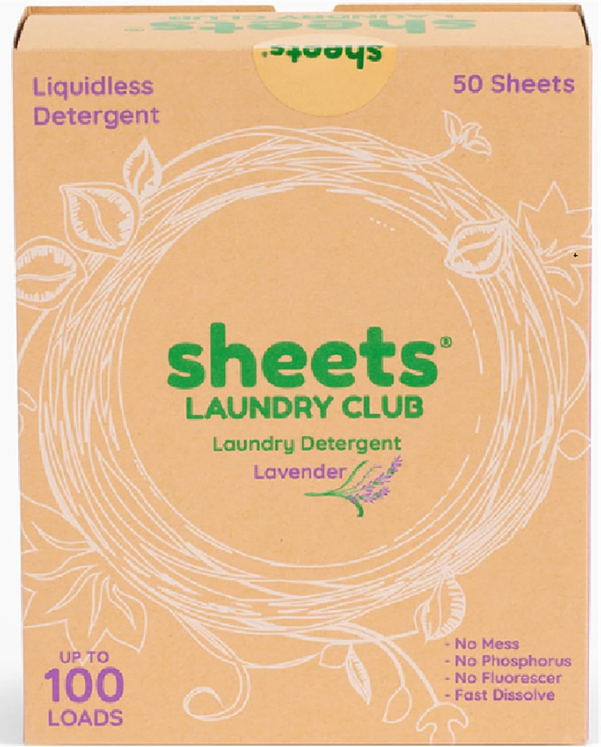 Sheets Laundry Club Laundry Detergent Sheets, 100 Loads - Lavender Scent, Eco-Friendly