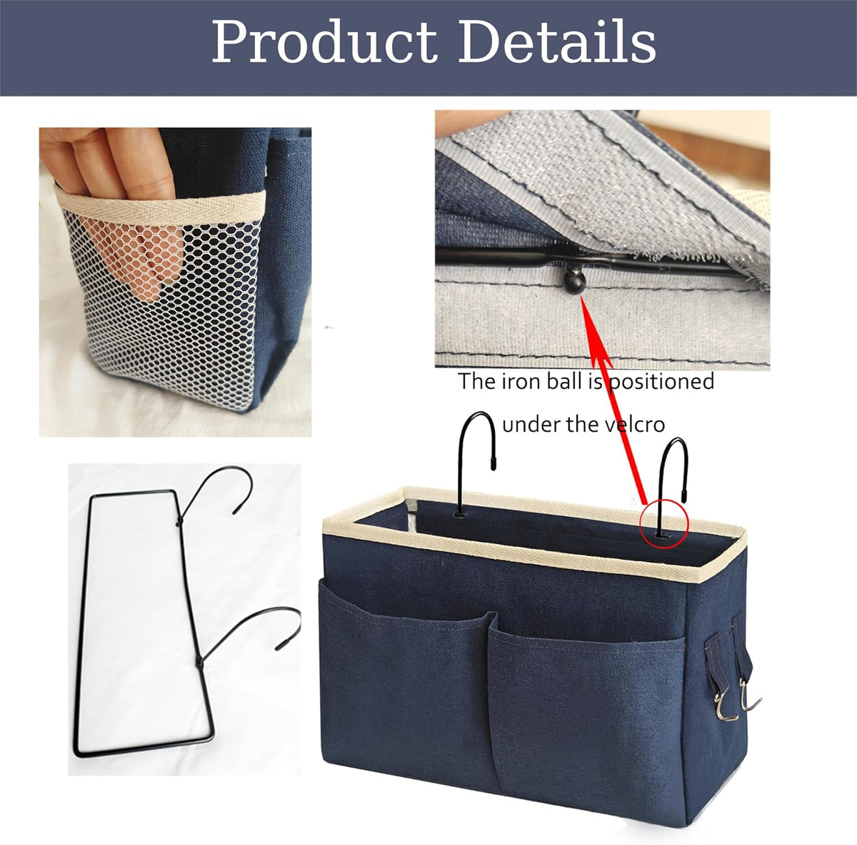 Bedside Caddy Bedside Hanging Storage Basket Multi-Function Organizer Caddy for Bunk and Hospital