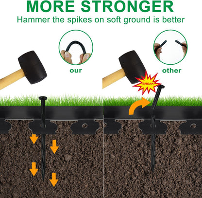 Hugeleaf Landscape Edging 2 Inch Tall 60 Feet Garden Edging Border with 60pcs Stakes, Plastic