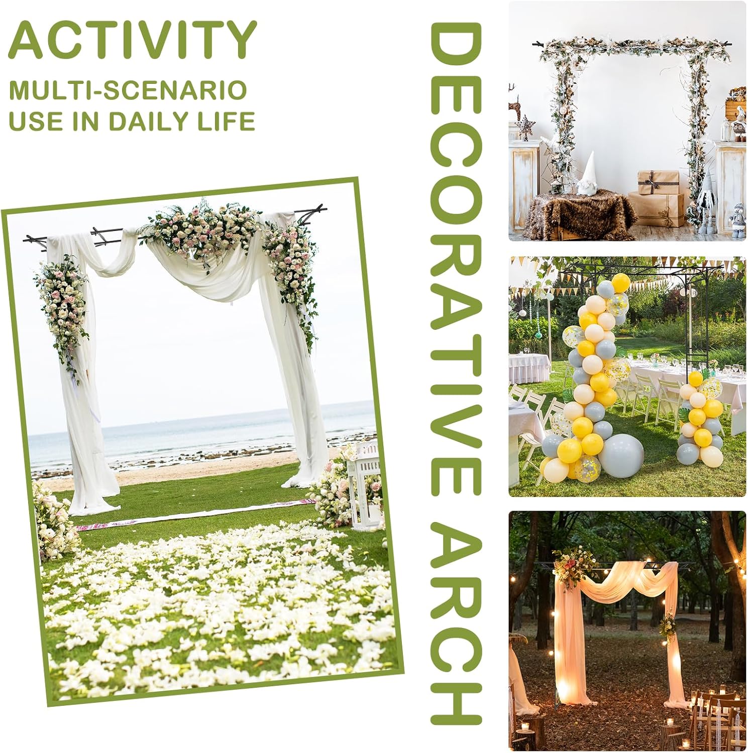 Outvita 7Ft Garden Arch Arbor, Steel Frame Stand Trellis, Arbour Archway for Wedding Ceremony